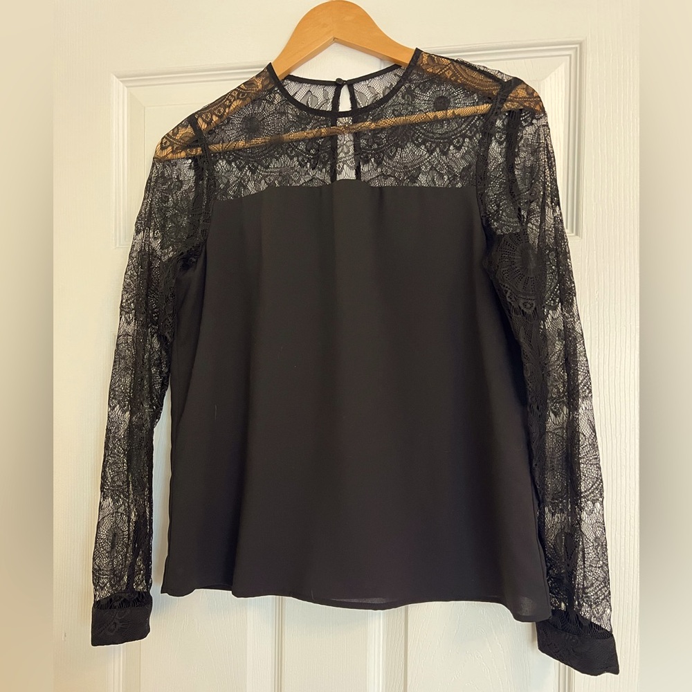 Black blouse with lace sleeves